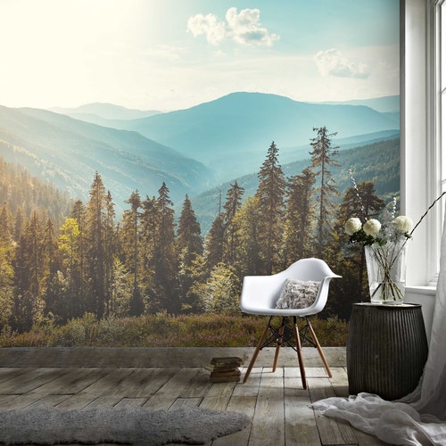 3D Pine Tree Wallpaper Mountain Wall Mural Natural Wall - Etsy