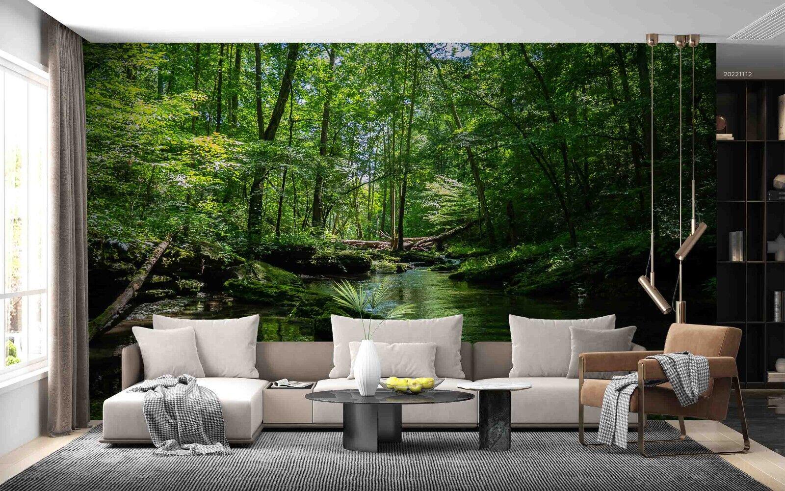 3D Forest And Big River 1055 Floor Mural  Wallpaper Murals Self-Adhesive Removable Print Epoxy