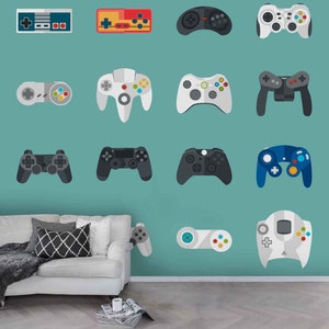 Carta da parati 3D per gamepad, murale per console di gioco, decorazione murale per intrattenimento, arte murale per set di icone, stacca e attacca, carta da parati rimovibile
