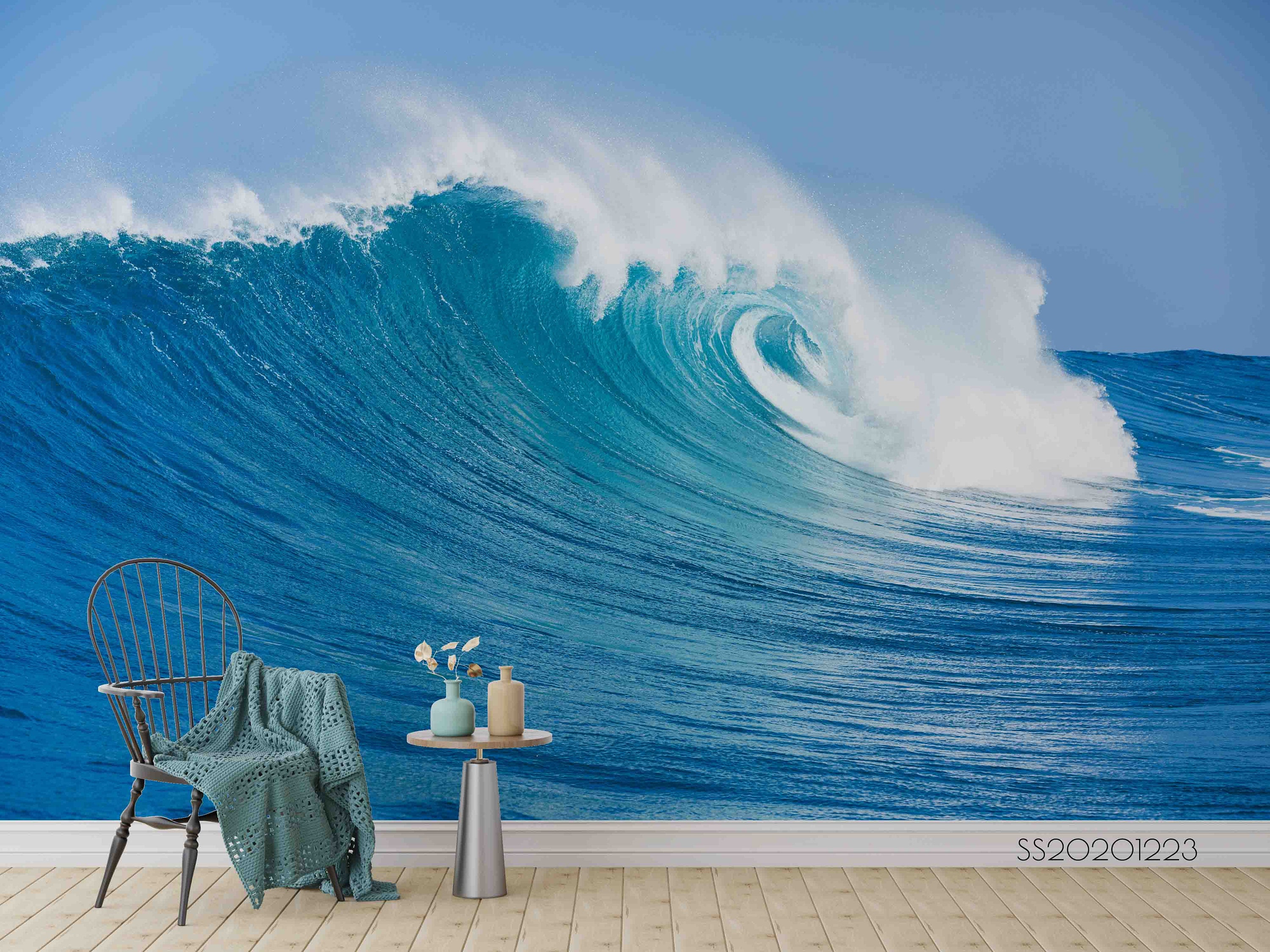 Sea Wave Removable Wallpaper Mural, Blue Ocean Peel and Stick Wall ...