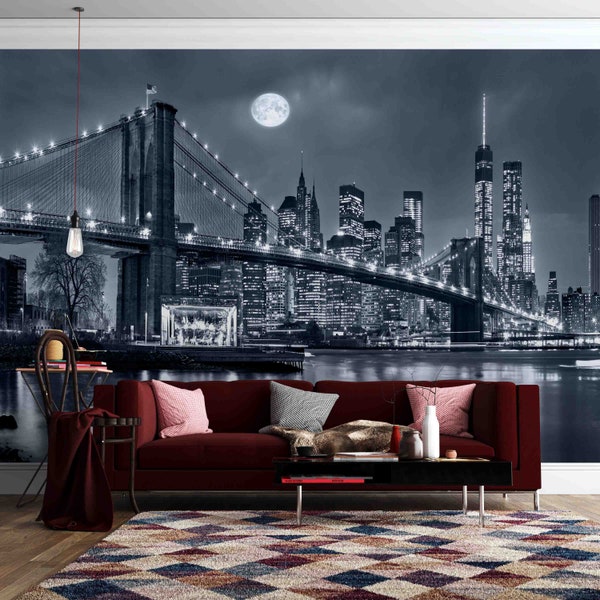 3D gebouw Dubai Canal Bridge City Night View Wallpaper verwisselbare Wallpaper-Peel en stick muur muurschildering, speelkamer Wallpaper muur deco,r