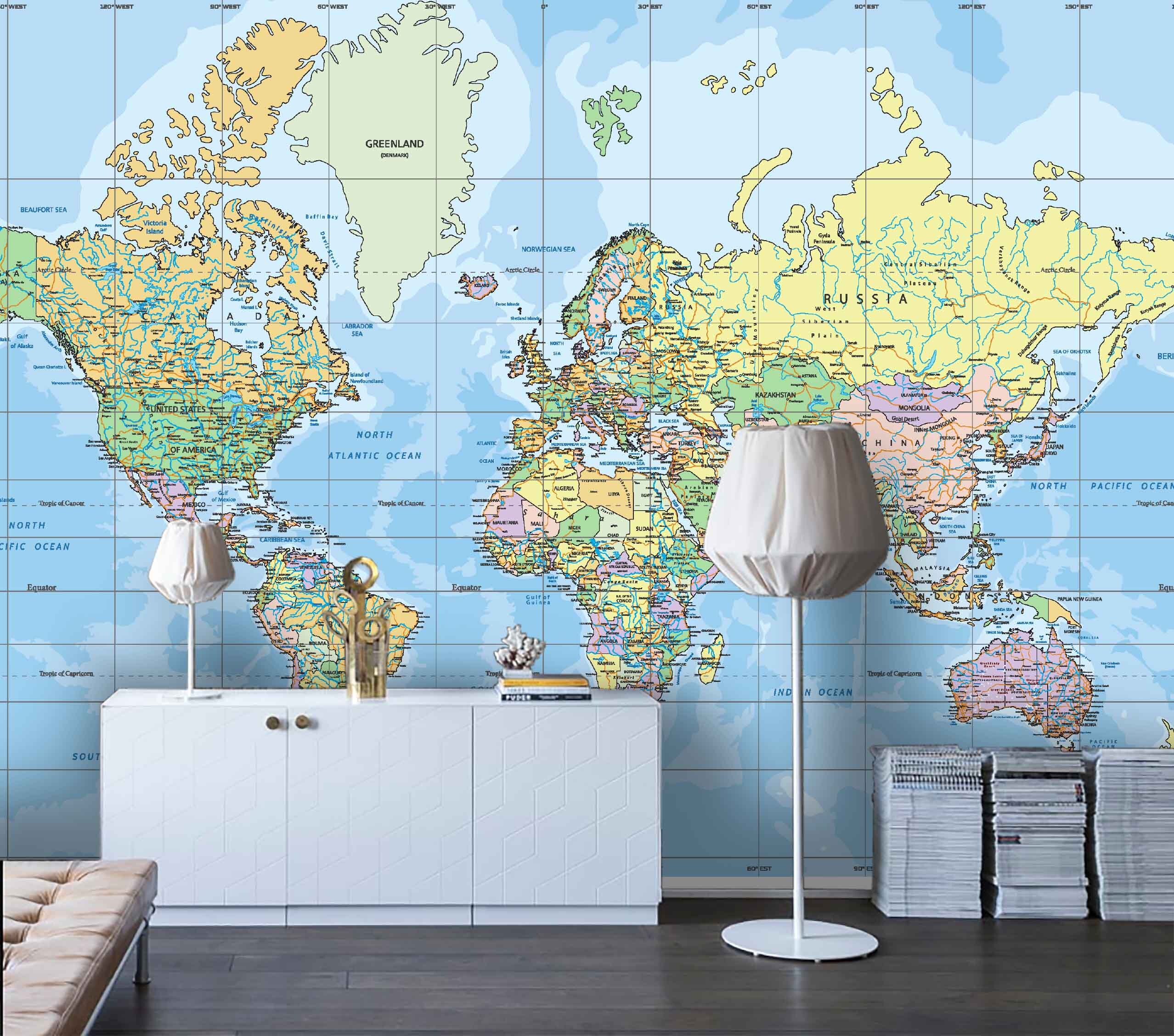 3D detail World map Wallpaper Removable Self Adhesive Etsy