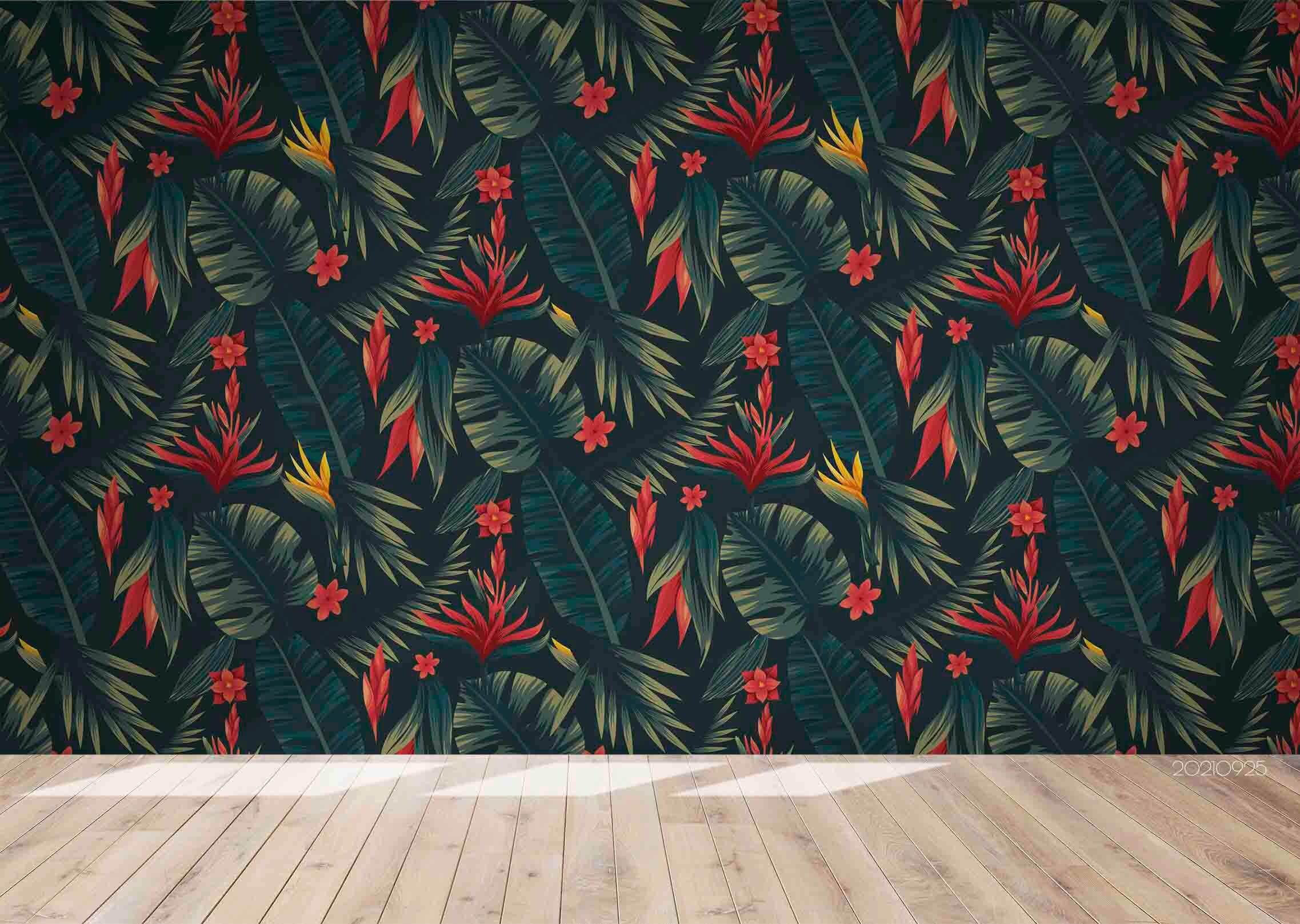 Tropical Leaves Floral Wall Mural – Peel and Stick Wallpaper - Etsy