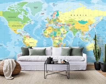 Carte du monde bleu sur fond gris | Photo Premium