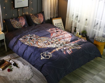 3D Eule Mikrofaser Bettwäsche Set, Boho Bettwäsche