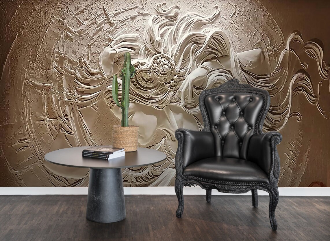 3D Embossed Wallpaper Woman Wall Mural Elegant Wall Decor Etsy Australia