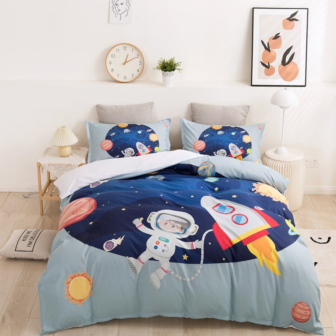 3D Outer Space Duvet Covers Set Rocket Quilt Cover Planet - Etsy