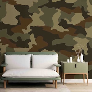 Camouflage Army Green Muster 3D Peel and Stick, abnehmbare Tapete, Wandbild, selbstklebende Tapete, Wandaufkleber, Tapetenwandbild