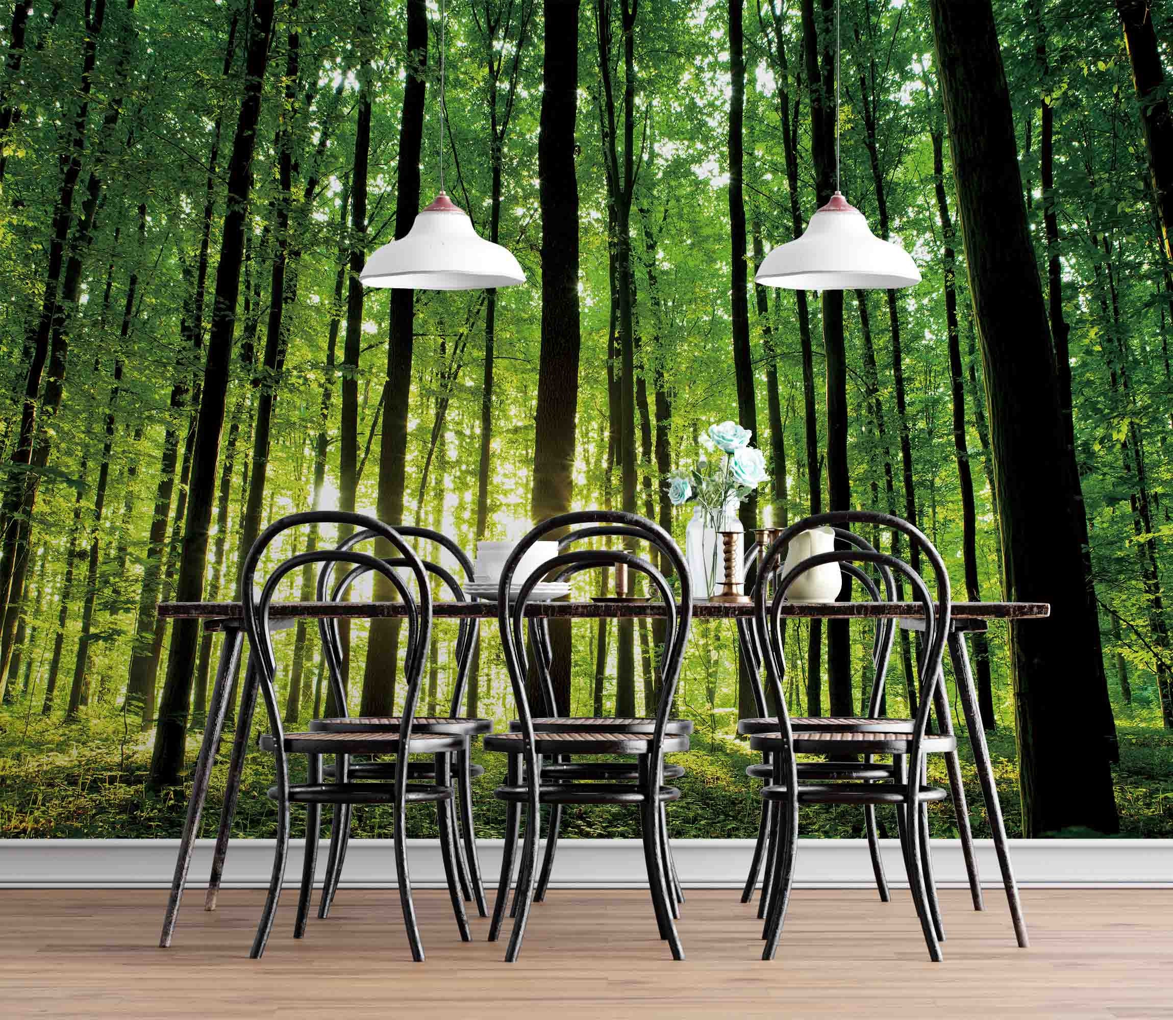 3D Forest Wallpaper, Green Sunlight Wall Mural, Peel and Stick - Etsy
