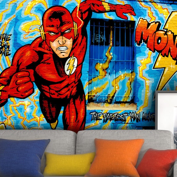 3D Graffiti Wallpaper, Superhero Wall Mural, Flash Wall Decor, Street Art  Wall Art, Peel and Stick, Removable Wallpaper, Wall Sticker - Etsy Israel