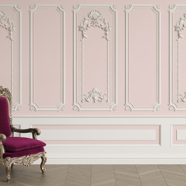 3D Molding Wallpaper, Interior Wall With Cornice Wall Mural, European Wall Decor, Classic Wall Art, Peel and Stick, Removable Wallpaper