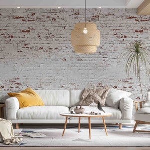 Carta da parati in mattoni 3D, murale bianco, decorazione murale shabby, vecchia arte murale, staccare e incollare, carta da parati rimovibile, adesivo da parete