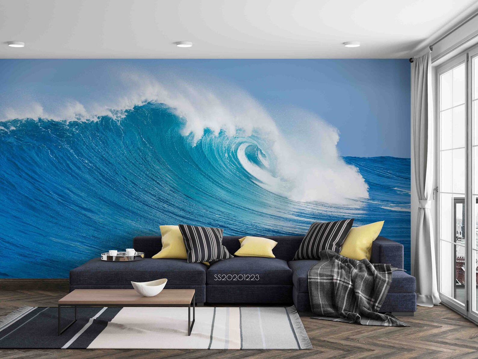 Sea Wave Removable Wallpaper Mural, Blue Ocean Peel and Stick Wall ...