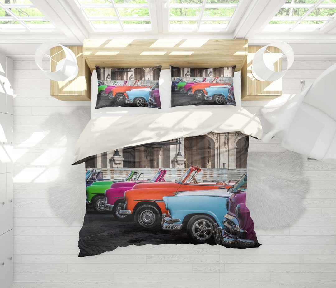 3D Car Duvet Covers Set Old Quilt Cover Colorful Bedding Etsy