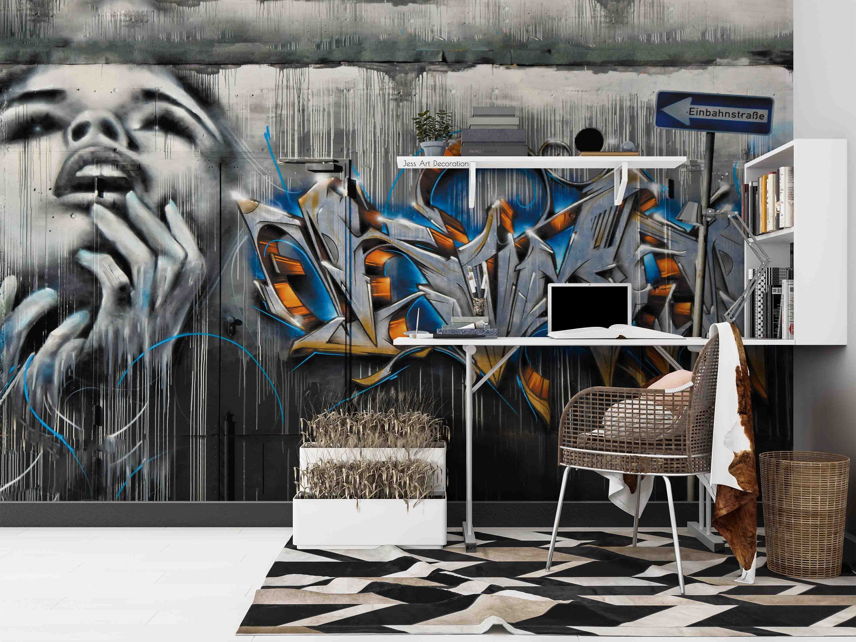 Graffiti Woman Letters Wallpaper, Peel and Stick Wall Mural - Etsy