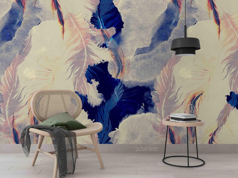 Abstract Feather Wall Mural – 3D Texture, Peel and Stick Wallpaper - Etsy