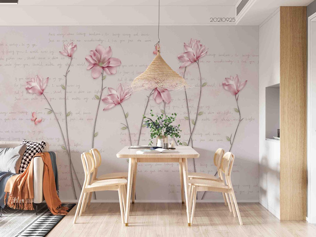 Pink Lotus Floral Wall Mural – Peel and Stick Wallpaper - Etsy
