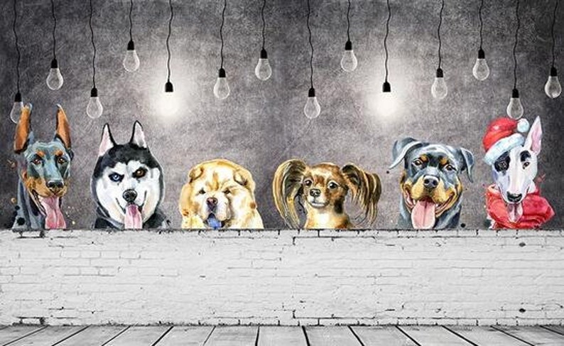 Dogs Wallpaper-Nursery Wallpaper Removable Wallpaper-Peel and stick Wall Mural,Playroom Wallpaper Wall decor 3D Kids Cartoon