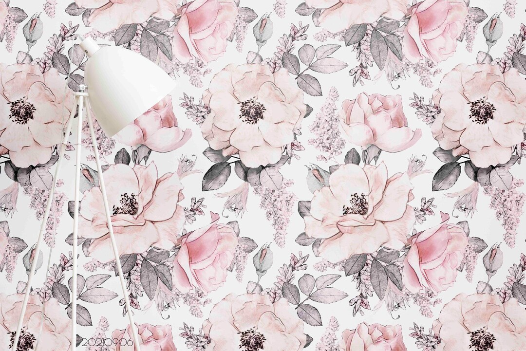 Pink Floral Watercolor Wallpaper Mural – Peel and Stick - Etsy