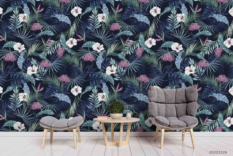 3D Hand Drawn Tropical Leaves Floral Wallpaper Wall Murals Removable Wallpaper