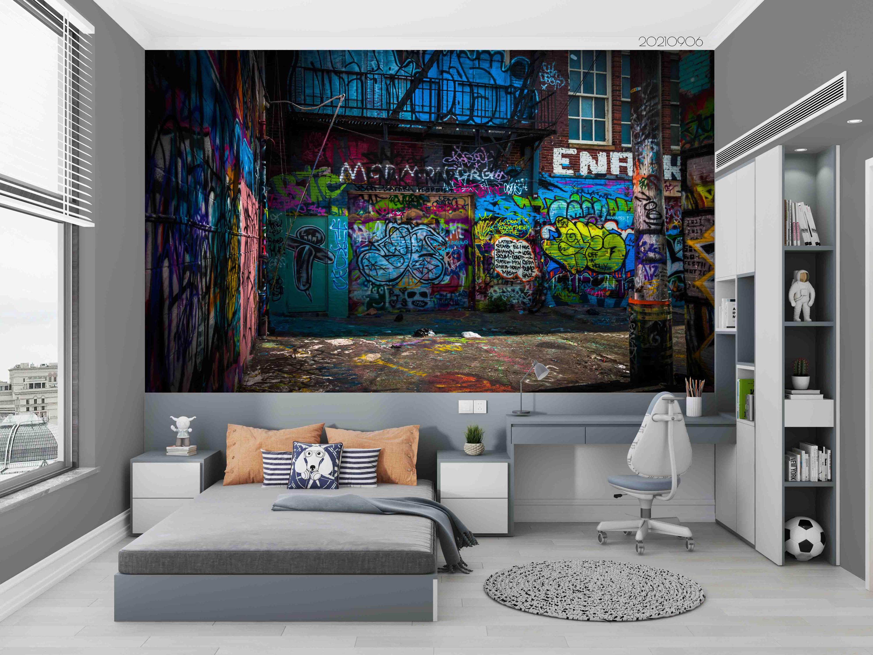 Graffiti Wall Mural – 3D Abstract Brick, Peel and Stick Wallpaper - Etsy