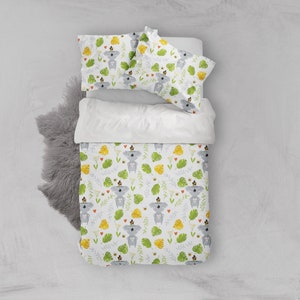 Set copripiumini Koala 3D, copripiumino per cartoni animati, set di biancheria da letto carino, copertina Doona tropicale, biancheria da letto doppia foglia, set di biancheria da letto per bambini, federe