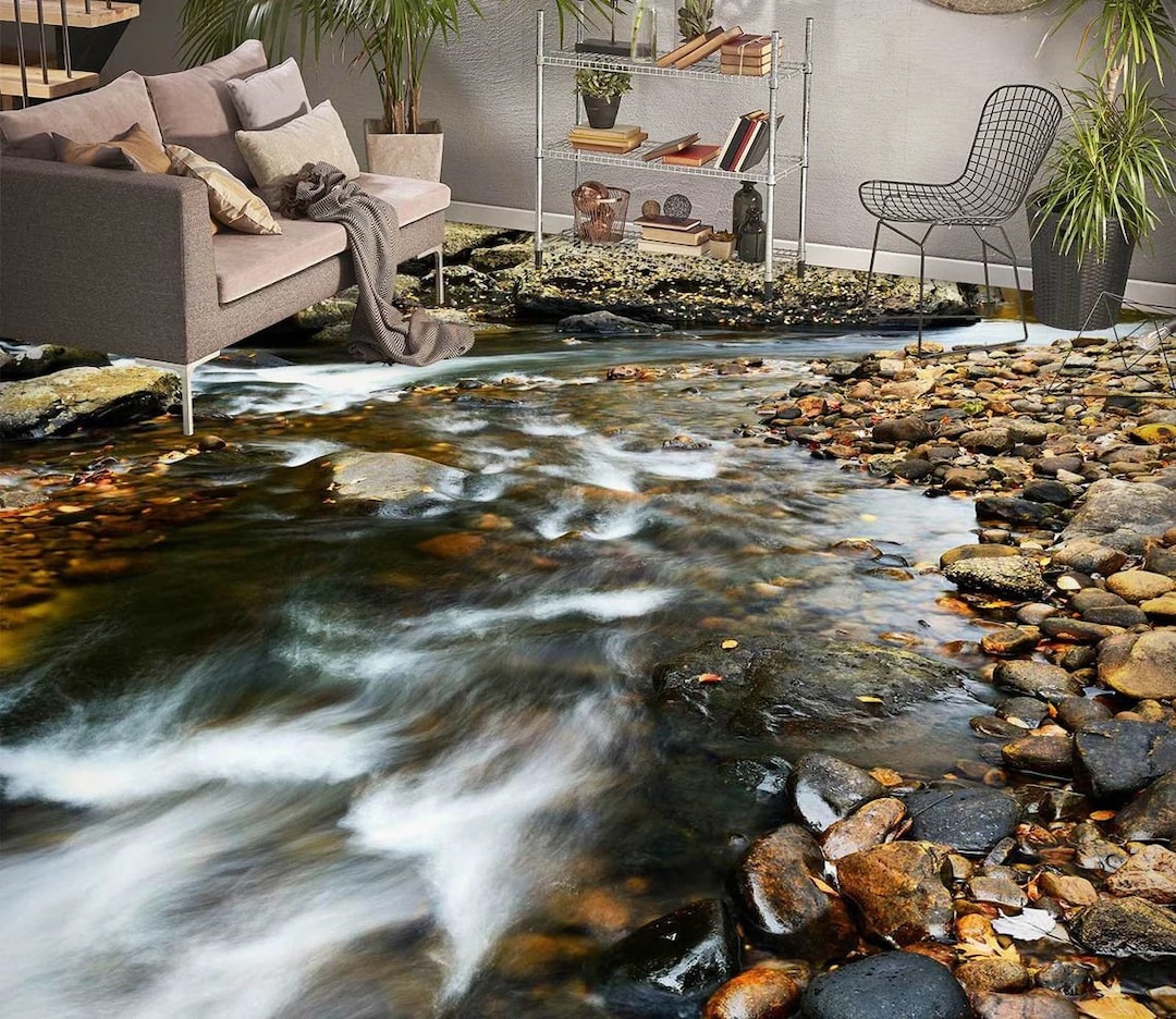 3D River Pebbles Nature, Vinyl Floor Mural, Self-adhesive Vinyl, Floor ...