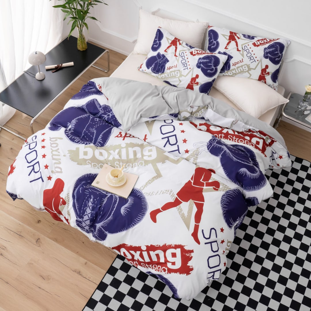 3D Boxing Duvet Covers Set, Sport Quilt Cover, Pattern Bedding Set