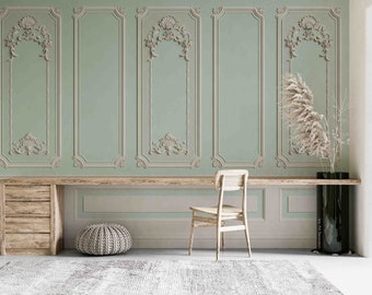 3D Molding Wallpaper Mural, European Relief Wall Art, Peel and Stick