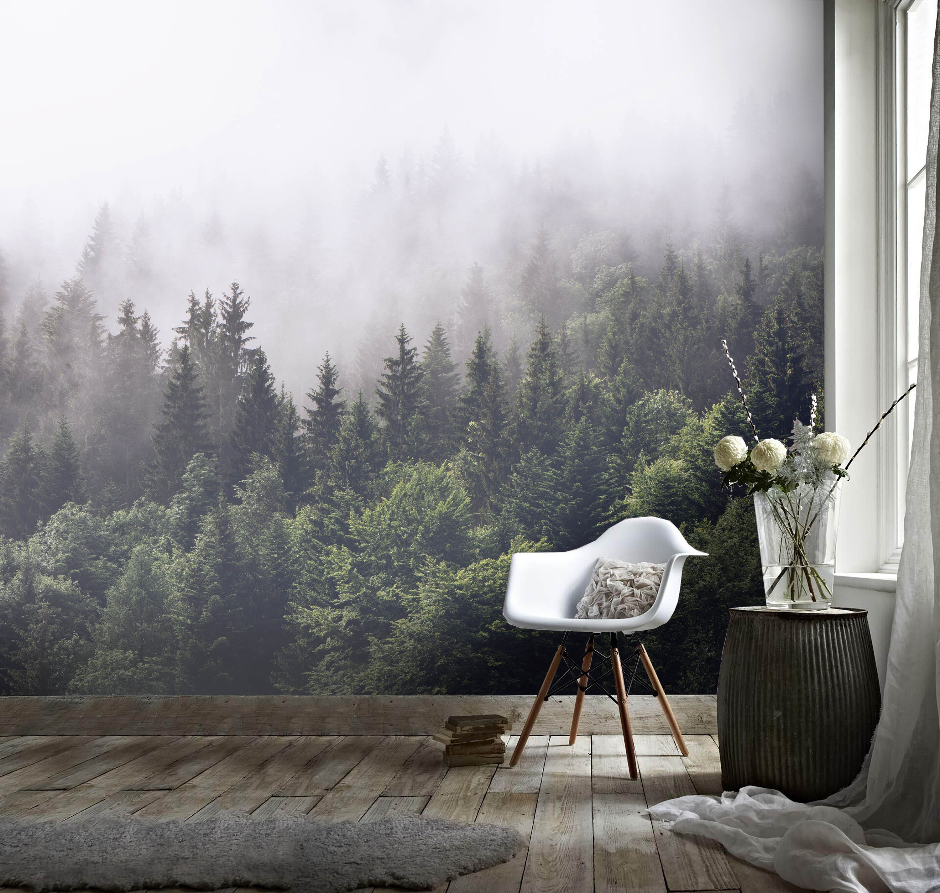 Foggy Forest Wallpaper Mural, Peel and Stick Removable Wall Decor - Etsy