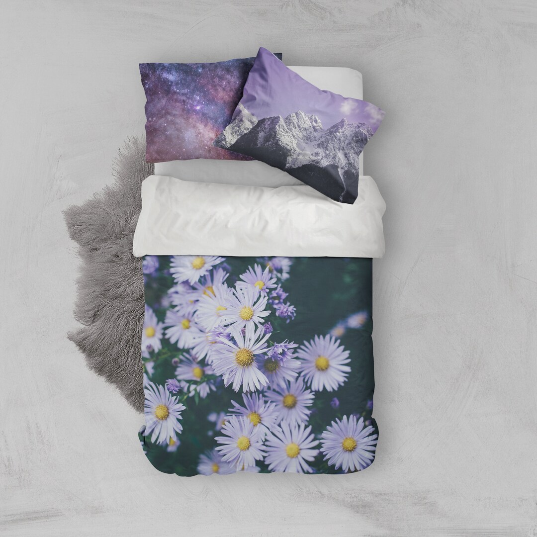 3D Daisy Duvet Covers Set Flower Quilt Cover Purple Bedding Etsy