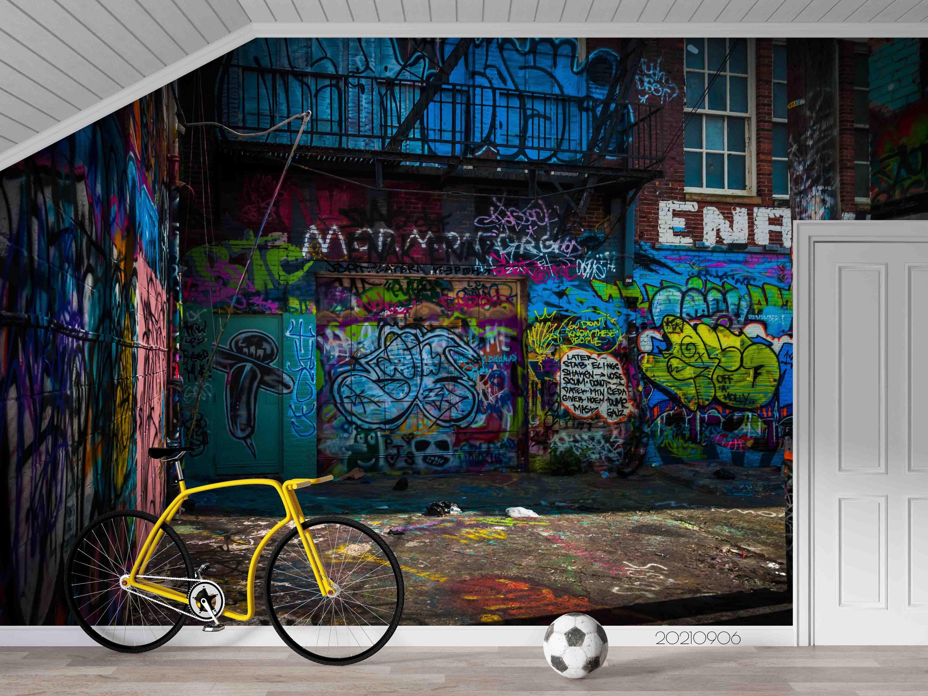 Graffiti Wall Mural – 3D Abstract Brick, Peel and Stick Wallpaper - Etsy