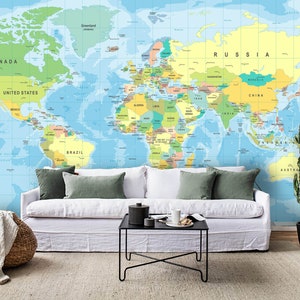 Papel tapiz de mapa del mundo 3D, papel tapiz extraíble, Mural de pared para pelar y pegar, decoración de pared para sala de juegos, r
