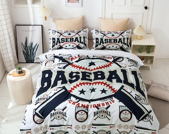 3D Baseball Duvet Covers Set, Sport Quilt Cover, Pattern Bedding