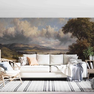 3D Oil Painting Wallpaper, Countryside Wall Mural, Landscape Wall Decor, Old Wall Art, Peel and Stick, Removable Wallpaper, Wall Sticker image 3