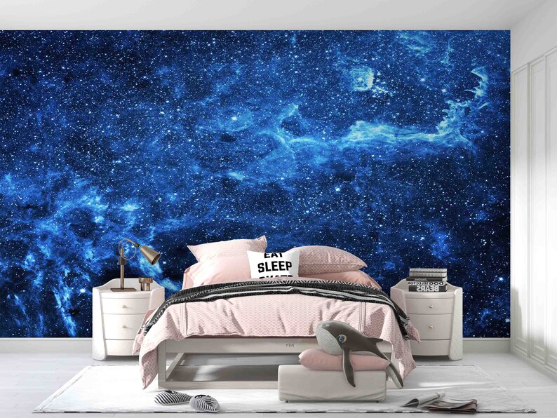Blue Starry Sky Peel and Stick Wallpaper, Removable Space Wall Mural - Etsy
