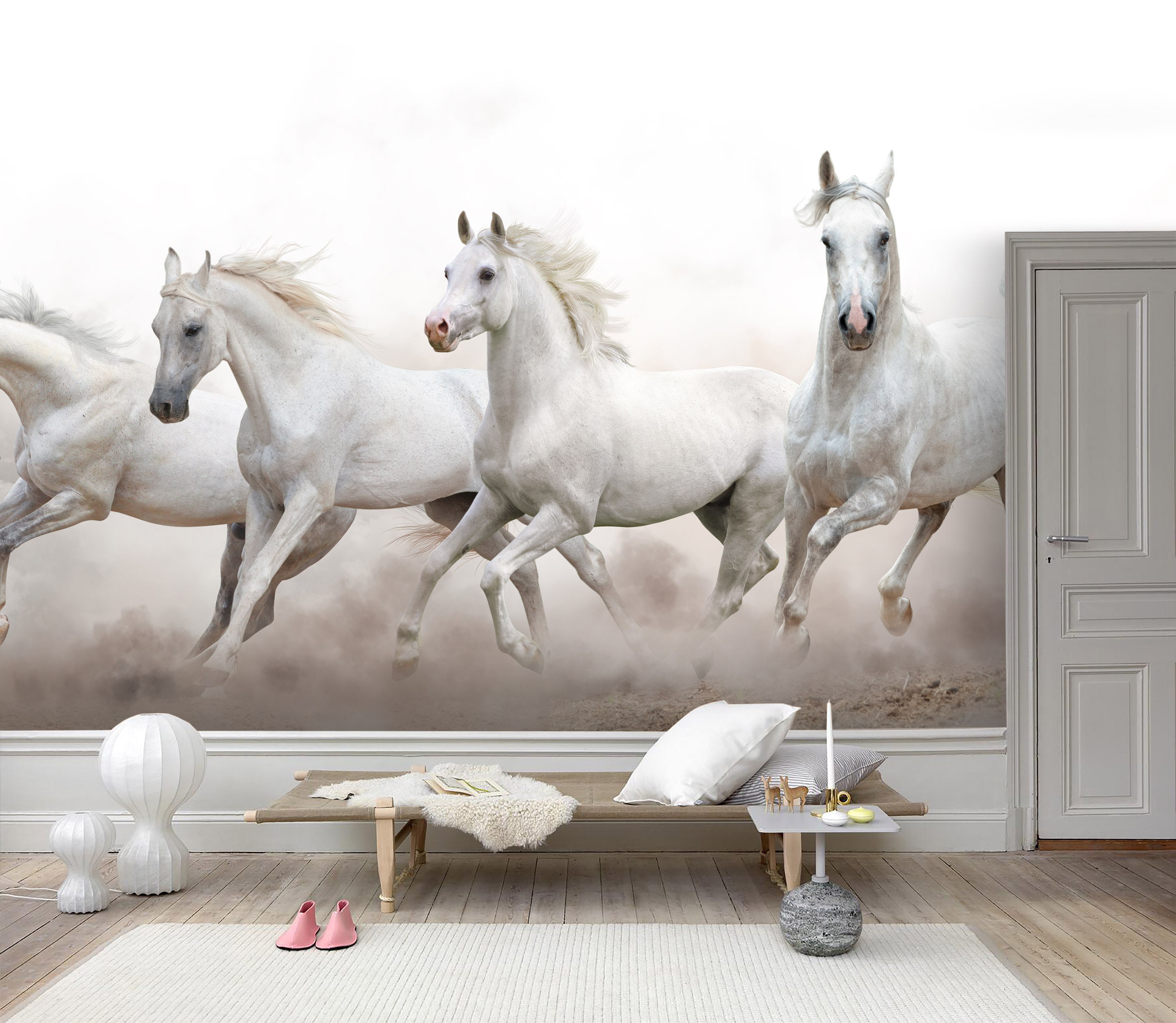 3D Magnificent Galloping White Horse Wallpaper Removable Etsy