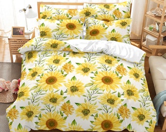 3D Sunflower Pattern Bedding Set Quilt Cover Quilt Duvet Cover ,Pillowcases Personalized  Bedding,Queen, King ,Full, Double 3 Pcs 172
