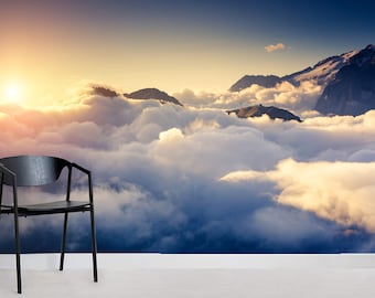 Mountain Cloud Wallpaper Mural, Peel and Stick Wall Art