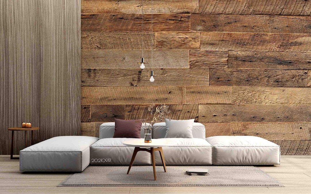Picture of Wood Grain Wall Mural – 3D Simple Brown Wood Grain Wallpaper, Peel and ...