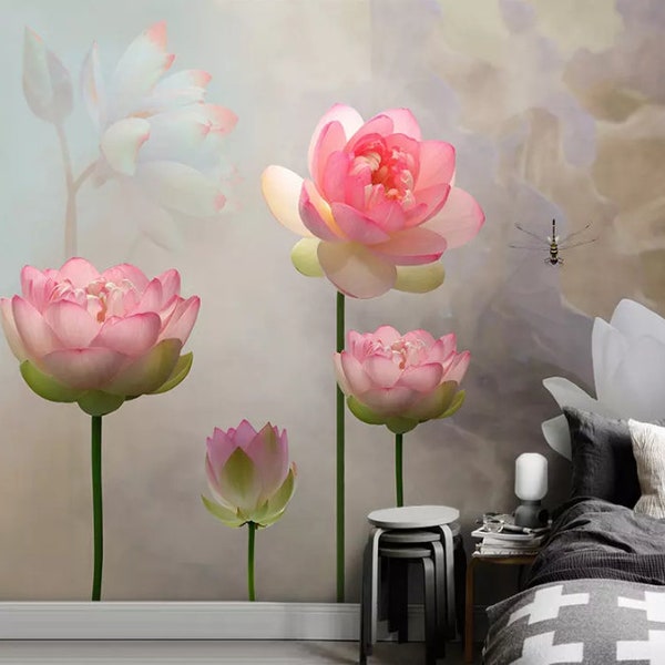 3D Chrysanthemum Lotus WC1115 Wall Murals