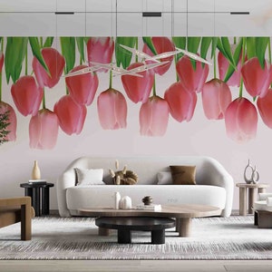 Foglia di tulipano floreale Petalo bianco 3D Peel and Stick, carta da parati rimovibile, decorazione murale, carta da parati autoadesiva, decalcomanie da muro, carta da parati murale