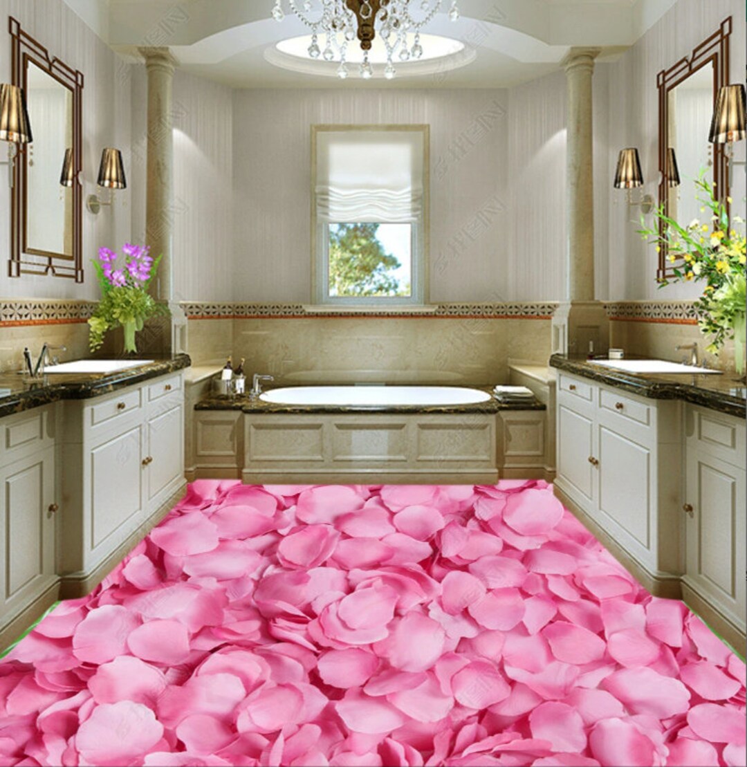 3D Pink Petals Floral, Vinyl Floor Mural, Self-adhesive Vinyl, Floor ...
