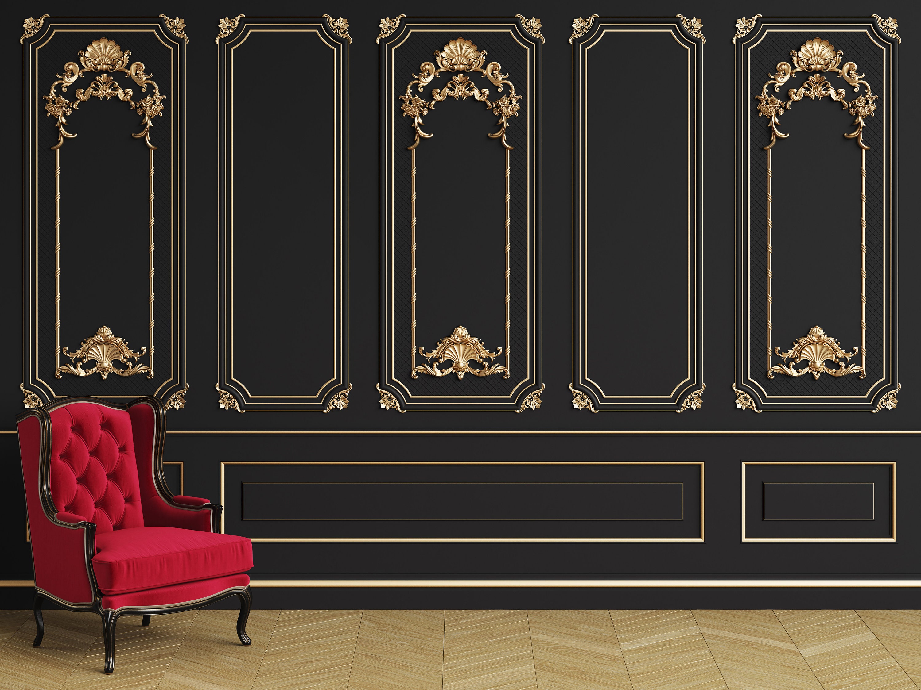 3D Gold Molding Wallpaper Interior Wall With Cornice Wall - Etsy Australia