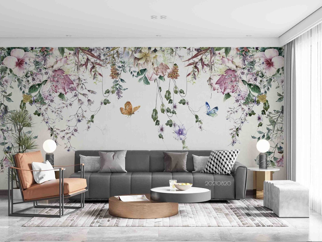 3D Flower Butterfly WC01 Wall Murals