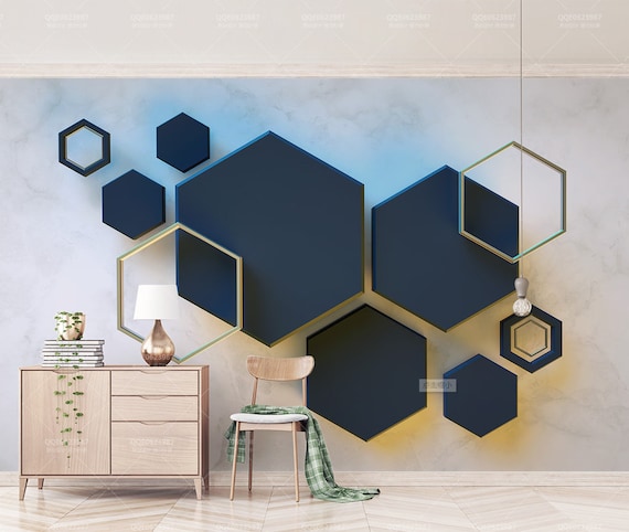 3D Hexagon Wallpaper, Geometry Wall Mural, Square Wall Decor, Cement Wall  Art, Peel and Stick, Removable Wallpaper, Wall Sticker - Etsy