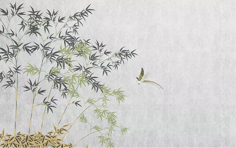 Removable Self Adhesive Wallpaper 3D Chinese Vintage Bamboo Wallpaper Wall Mural,Vintage art,Peel and Stick