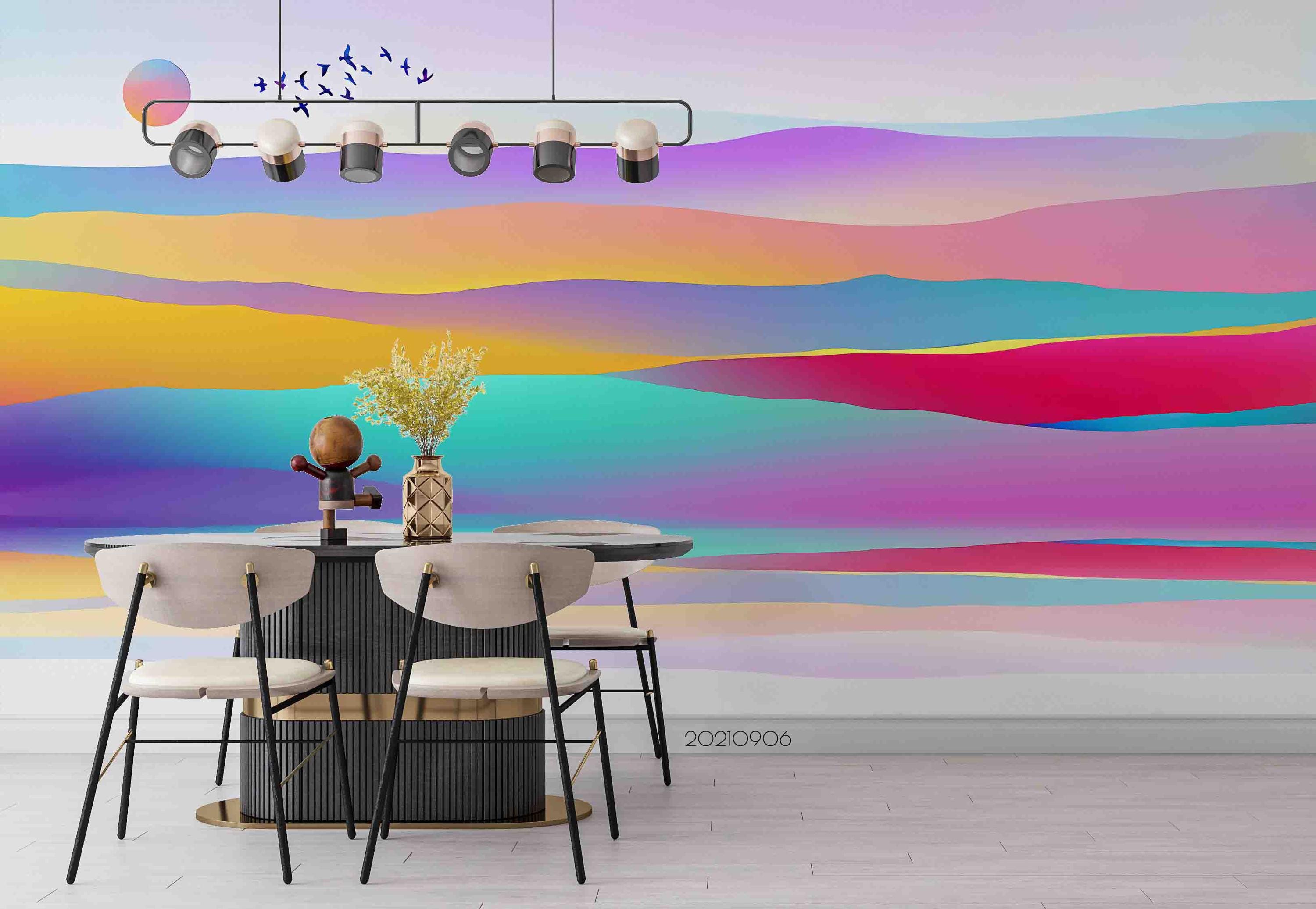 Abstract Mountain Landscape Wallpaper Mural – Peel and Stick Wall Art ...