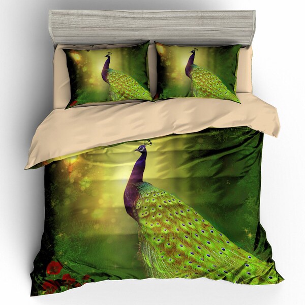 Peacock Duvet Etsy UK