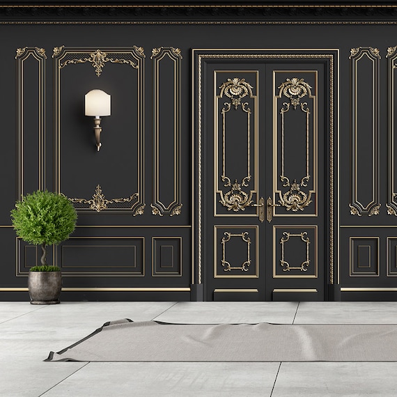 3D Molding Wallpaper Interior Wall With Cornice Wall Mural - Etsy